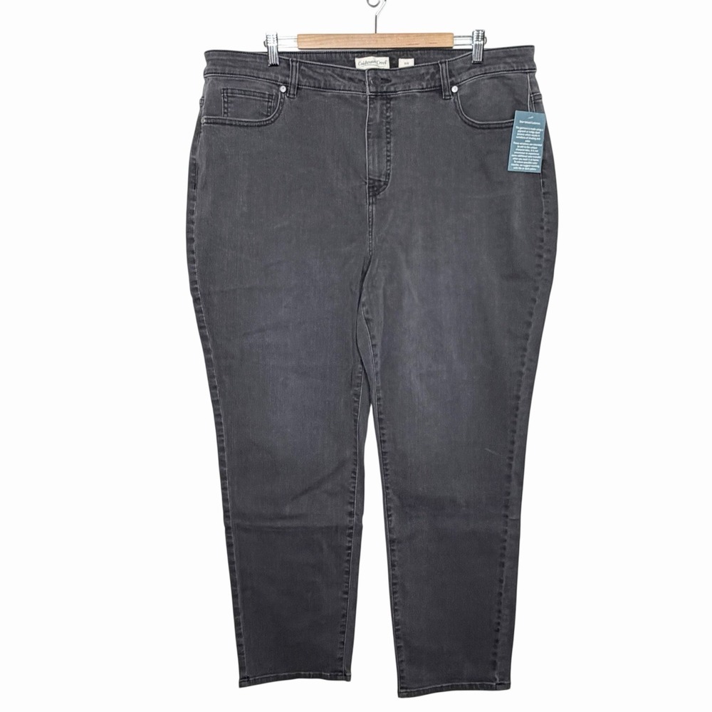 Coldwater Creek ShapeMe High Rise Straight Leg Jeans Faded Black Womens Size 20W
